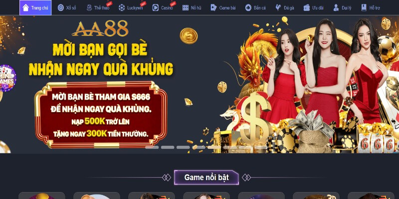 Thiết kế giao diện AA88 nổi bật